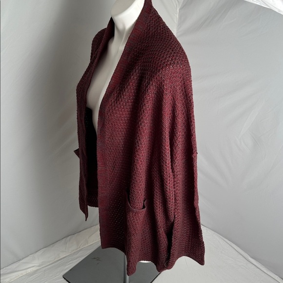 BDG burgundy and teal oversized open cardigan with pockets - Picture 3 of 10